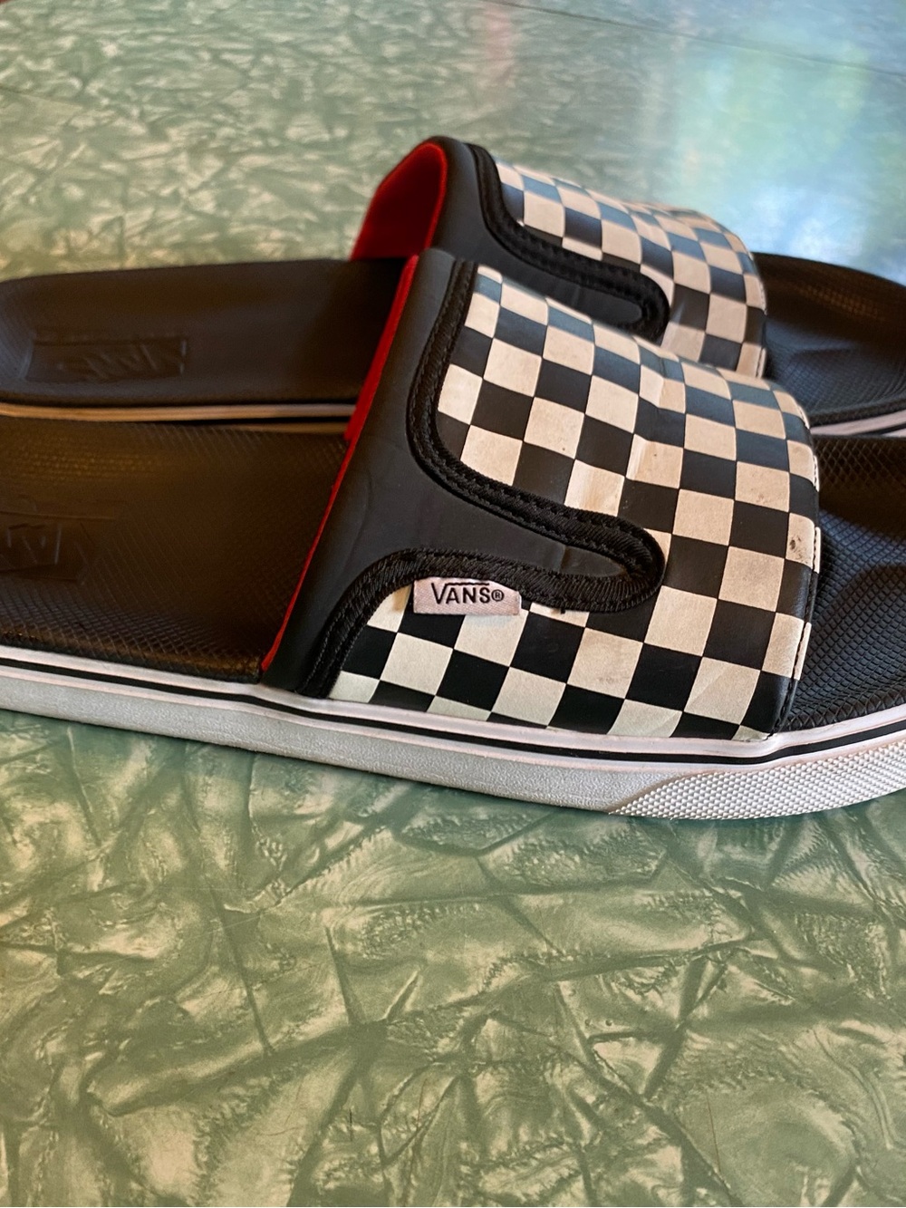 Men’s Size 13 Vans Checkerboard Slides Good Condition
